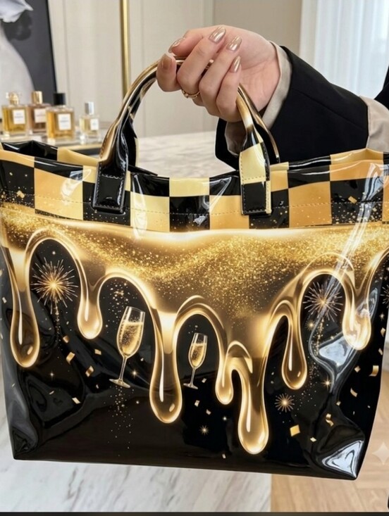 The Unbranded Brand Handbags - Women Liquid Golden Drip Casual Daily Commute Tote Large